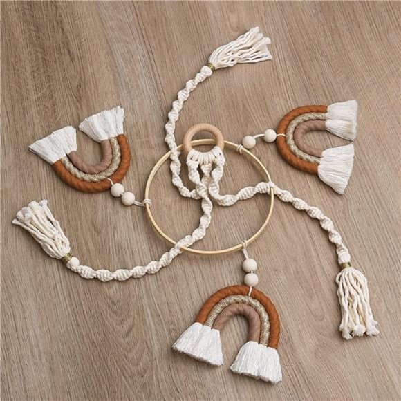 Hanging Macrame Baby Mobile Rainbow Baby Crib Mobile Kids Room Nursery Decor - Picture 2 of 6